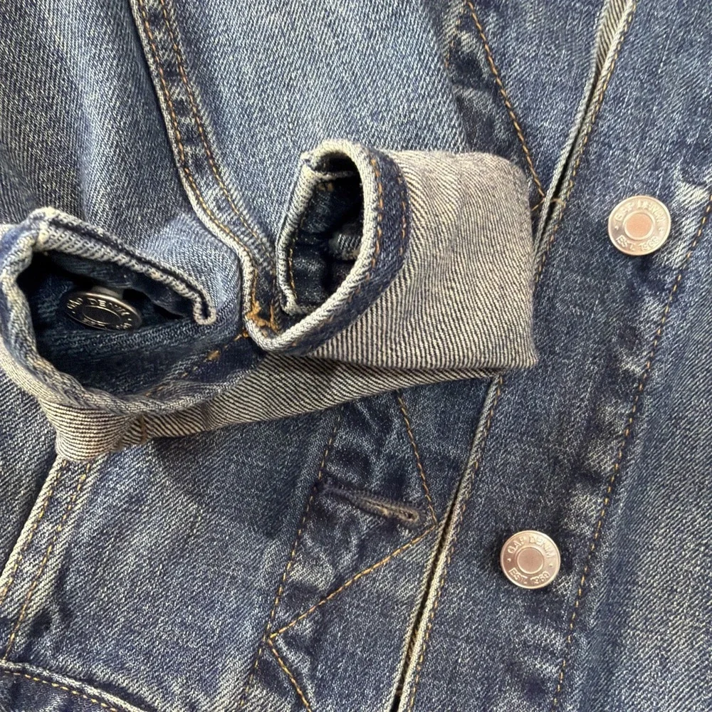 GAP Womens Jacket Size L Blue Jean Denim Icon Saddle Long Sleeve Cotton Pockets - Picture 10 of 16